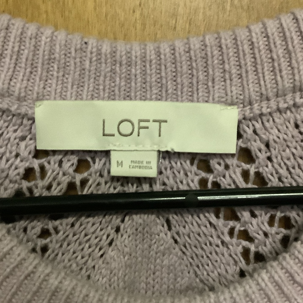 LOFT Lavender Short Sleeve Knit Top - Picture 2 of 3